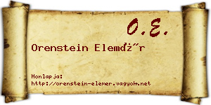 Orenstein Elemér névjegykártya